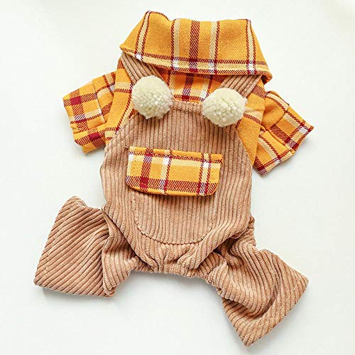 CYONGYOU Herbst und Winter Gelb Rosa Plaid Hundekleidung Haustier Overall M Gelb von CYONGYOU