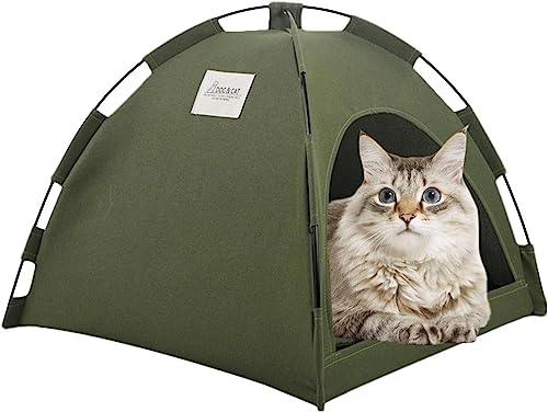 Haustierzeltnest, faltbares, überdachtes Katzenbett, Innenbett mit halbgeschlossenem Haustierzelt für Welpen, Kaninchen, Meerschweinchen, Igel und andere Kleintiere M ArmyGreen von CYTBEK