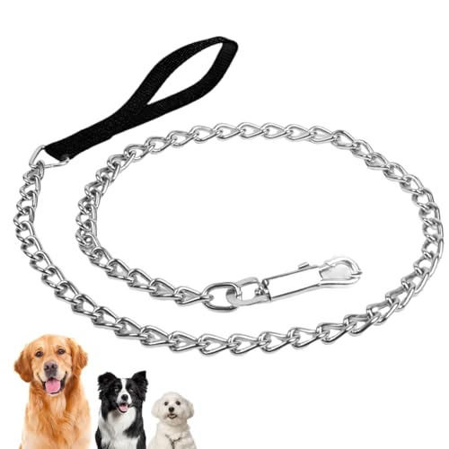 Hundekette Aus Metall, 4 Fuß/5,6 Fuß Hunde Anbindekabel, Hundekabel für Camping, Wandern, Laufen, Parks(Black,2.5mm*1.7m) von CZMYCBG