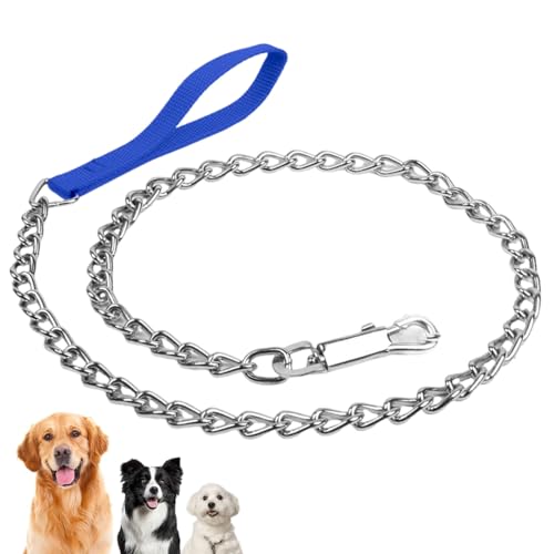 Hundekette Aus Metall, 4 Fuß/5,6 Fuß Hunde Anbindekabel, Hundekabel für Camping, Wandern, Laufen, Parks(Blue,2.5mm*1.7m) von CZMYCBG