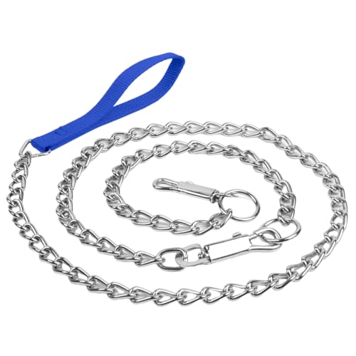 Hundekette Aus Metall, 4 Fuß/5,6 Fuß Hunde Anbindekabel, Hundekabel für Camping, Wandern, Laufen, Parks(Blue with Collar,2.5mm*1.7m) von CZMYCBG