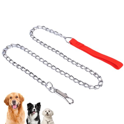 Hundekette Aus Metall, 4 Fuß/5,6 Fuß Hunde Anbindekabel, Hundekabel für Camping, Wandern, Laufen, Parks(Red,2.5mm*1.7m) von CZMYCBG