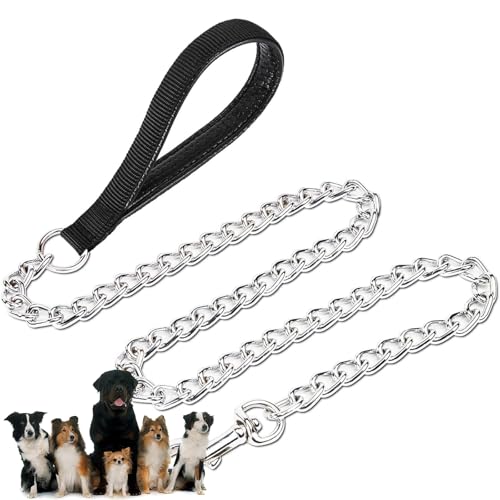 Hundeleine Aus Metall, Kaufestes Hundekabel, Robuste, Robuste Hundeleine mit Gepolstertem Griff für Große und Mittelgroße Hunde(Black,2.5mm*120cm) von CZMYCBG