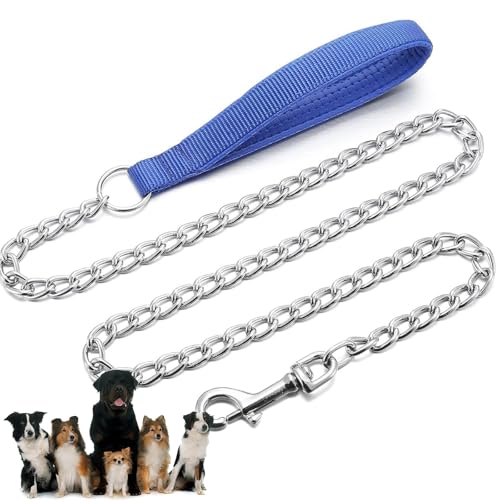 Hundeleine Aus Metall, Kaufestes Hundekabel, Robuste, Robuste Hundeleine mit Gepolstertem Griff für Große und Mittelgroße Hunde(Blue,2.5mm*120cm) von CZMYCBG