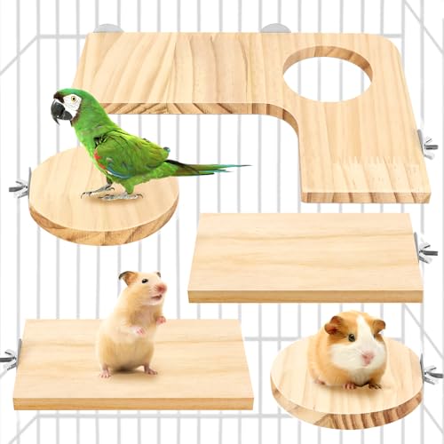 CZWESTC Hamsterkäfig-Zubehör, Holzplattform, L-förmig, rundes Loch, Holz-Spielplattform, 5 Stück Holzpedal-Spielzeug, bietet einen Lebensraum für Kleintiere von CZWESTC