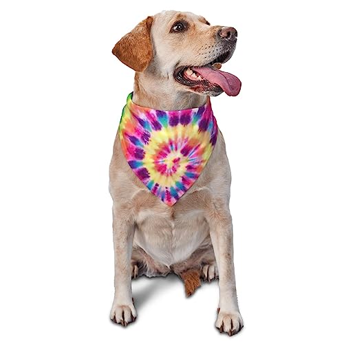 Dreieckiges Hundehalstuch, leicht, atmungsaktiv, Regenbogenfarben, Batikfärbung, Hundehalstücher für große, mittelgroße und kleine Hunde und Katzen von CZZYH