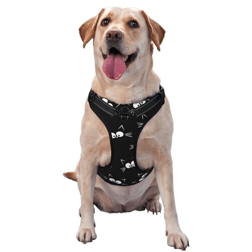 Hundegeschirr mit Leine, atmungsaktiv und verstellbar, für große, mittelgroße und kleine Hunde, Schwarz von CZZYH