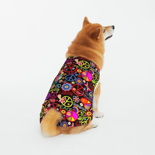 Weiche Haustierkleidung, Bunte Blumen, Frieden, Hunde- und Katzenkleidung von CZZYH