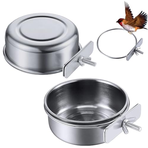 2 Stücke Futternapf Vogel Fütterung,Wellensittich Futternapf Kaninchen,Wassertränke Hängenden Futterspender,Wellensittich Näpfe Edelstahl,Für Katzen Kaninchen Vogel Wellensittich Hamster Hunde(12 Cm). von CZlinOduMMX