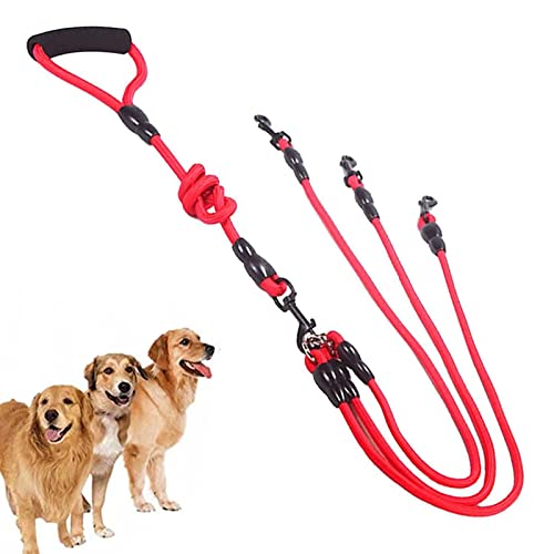 3-in-1 Hundeleine, 3-Wege-Hundeleine mit Gepolstertem Griff 360 ° Drehbar Kein Verheddern Hundeleine für 3 Hunde Haustier Hund Führen Leine Kette 1.5m für Mittlere Kleine Hunde Mehrere Haustiere von CZlinOduMMX