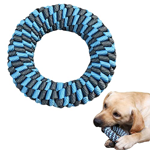 CaBYbigG Kauspielzeug für Hunde, keine Füllung, Seilspielzeug, Zahnreinigungsspielzeug, blaugrauer Ring, Hundespielzeug für mittelgroße und große Hunderassen von CaBYbigG