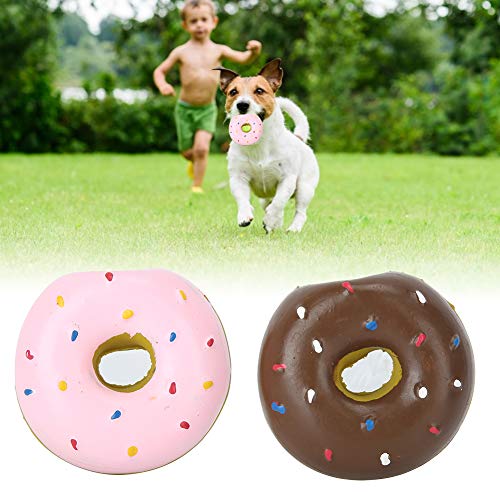 2 Stück Latex Haustier Donut Form klingende Zähne Reinigung Guard Kauen Beißen interaktives Trainingsspielzeug für Hunde von CaCaCook