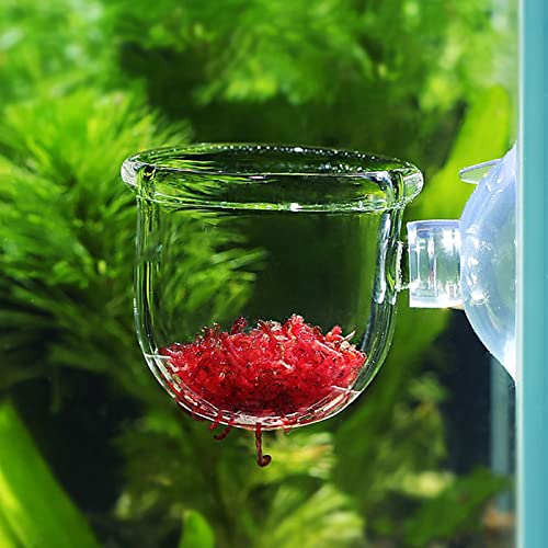 Aquarium Feeder, Transparent Aquarium Red Feeder Saugnapf Fisch Futter Cup Container Zubehör (#2) von CaCaCook