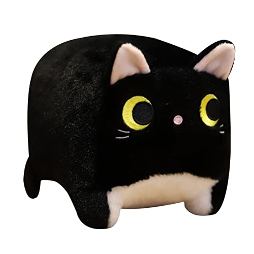 CaCaCook Quadratische Plüschkatze, 21 * 15 * 8 Taschenkatzenpuppe, Süße Stofftierkatze, Plüschtier, Geburtstagsgeschenke für Mädchen, Teenager, Erwachsene (Fang Xiao schwarz) von CaCaCook