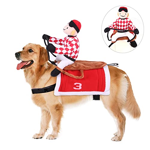 CaCaCook Hunde-Halloween-Kostüm, Haustier-Hunde-Pferdesattel-Kostüm, Lustige Halloween-Hundekatzen-Kleidung, Haustiere, Party, Cosplay, Kleidung, Hundereiter-Kleidung Party, Halloween von CaCaCook