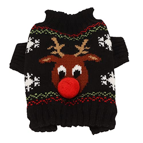 Hunde-Schneepullover, Weihnachtspullover für kleine bis mittelgroße Hunde, Weihnachts- und Neujahrs-Schneemann-Design, warmer dicker Pullover für Haustiere (schwarz) von CaCaCook