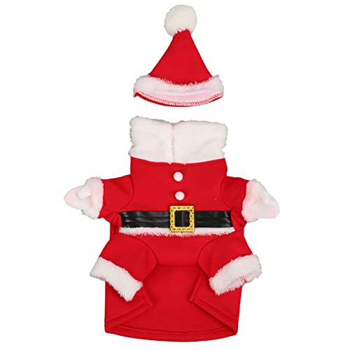 Hunde-Weihnachtskostüm, niedliches Polyester-Halloween-Kleidung für Haustiere, warmer, niedlicher, hautfreundlicher Haustier-Welpen-Weihnachtsanzug mit Hut für die tägliche Party (XL) von CaCaCook