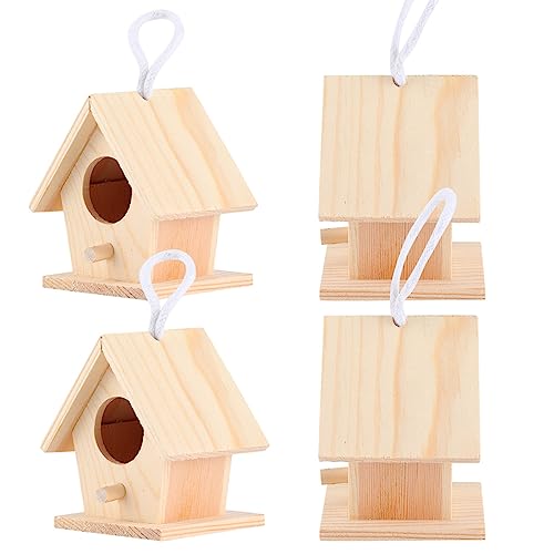 Vogelhaus, 4 Stück, für den Außenbereich, Holz-Vogelhaus, Hängende Vogelnester, Box, Gartendekoration, Ornament von CaCaCook