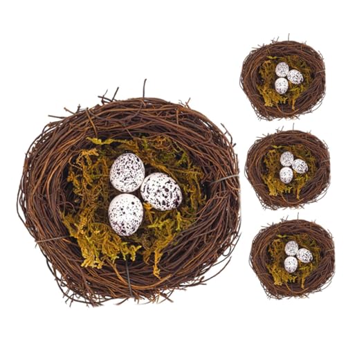 Cabilock 4 Sätze Vogelnest aus Rattan Durchsichtiges Vogelhäuschen für das Fenster Vogelkäfige Easter Egg Decoration osterdekoration hochzeitsdeko Weben Rattan Vogelnest Vogelnest-Modell von Cabilock