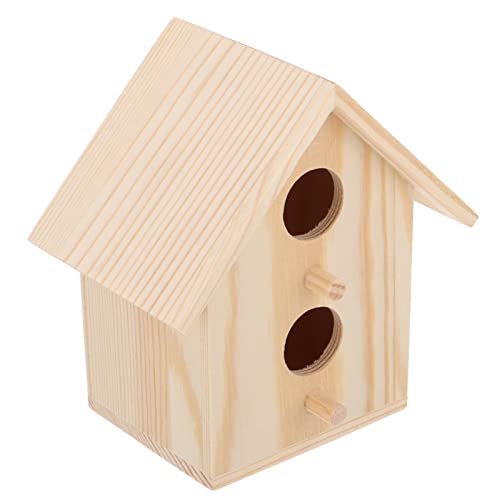 Cabilock Holzverkleidung Außendekoration 2Pcs V?Gel Hüttenbett H?ngende V?Gel Zartes Vogelnest Holz Vogelhaus Kreativer Vogelschutz für Vogel (Holz) 10. 8X10 cm DIY-Kits Vogelhäuschen-Kit von Cabilock