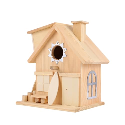 Cabilock Vogelhaus aus Holz für den Außenbereich, Vogelvoliere im Freien, Vogelhaus für Vögel, Vogelhaus für Vogelliebhaber, Holzdekoration, Sittich, Futterstation, Handdekoration, Vogel mit Stange, von Cabilock