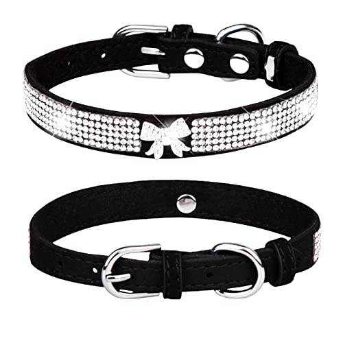 Bling Strass Haustier-Halsb鋘der Glitzer Anhäger Hunde-Halsb鋘der Verstellbar Hunde-Halskette Niedliches Halsband mit Nieten besetzte Funkelnde Diamanten von Cachi