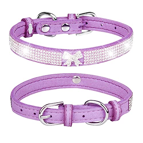 Bling Strass Haustier-Halsb鋘der Glitzer Anhäger Hunde-Halsb鋘der Verstellbar Hunde-Halskette Niedliches Halsband mit Nieten besetzte Funkelnde Diamanten von Cachi