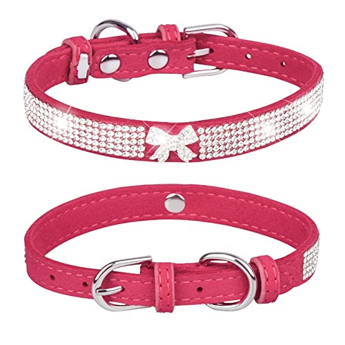 Bling Strass Haustier-Halsb鋘der Glitzer Anhäger Hunde-Halsb鋘der Verstellbar Hunde-Halskette Niedliches Halsband mit Nieten besetzte Funkelnde Diamanten von Cachi