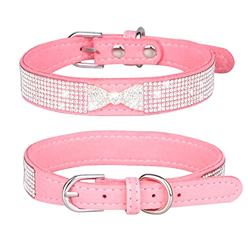 Strass Hundehalsband mit voll Bling Kristallen Bling Strass Haustier Welpe Katze Kunstleder Halsband Hundehalsband Halskette für Ihren Hund Halskette für Hunde und Katzen von Cachi