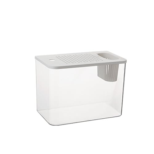 Cachpib Aquarium-Starter-Set mit oberer Pflanzbox, hohe Durchlässigkeit, auslaufsicher, Betta-Fischtank, Schreibtisch-Dekoration für Garnelen, Quallen, Goldfische, 31,6 x 18 x 22,5 cm, Weiß von Cachpib