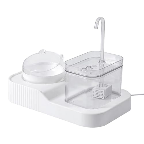 Cachpib Automatischer Haustier-Futterspender und Tränke, 2 in 1 Automatischer Futterspender Wasserspender Katze Elektrischer Wasserbrunnen Feeder Schüssel Set, Wasserspender mit Katzennapf von Cachpib