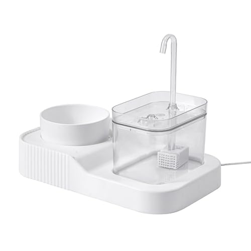 Cachpib Automatischer Haustier-Futterspender und Tränke, 2 in 1 Automatischer Futterspender Wasserspender Katze Elektrischer Wasserbrunnen Feeder Schüssel Set, Wassertrinker mit runder Schüssel von Cachpib