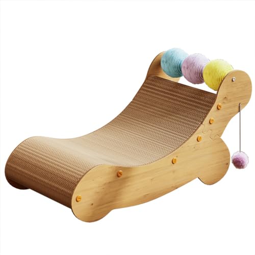 Cachpib Kratzmatte für Katzen, Sisal, mit farbigen Spielzeugbällen, gebogenes Kätzchen-Sofa, Kratzbett, Lounge für Katzen, Schleifkralle von Cachpib