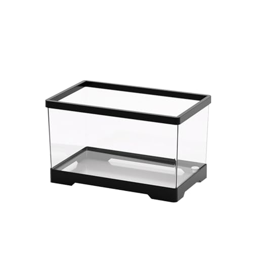 Cachpib Reptile Growth Terrarium PET Transparentes Schildkrötenbecken Reptile Fütterungsbox für den Lebensraum von Schildkröten und Sumpfschildkröten, medium Black [Bare Tank] von Cachpib