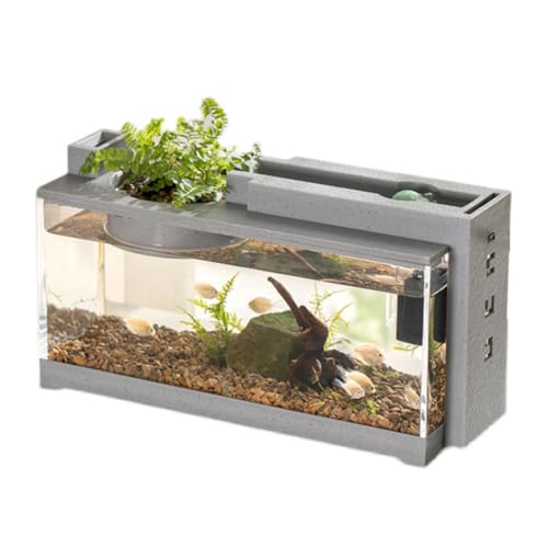 Cachpib Schreibtisch Aquarium mit Wasserpumpe, Mini Aquarium Starterset Tischaquarium Mikro Landschafts Kleines Aquarium für Betta-Fische Garnelen Goldfische Schildkröten von Cachpib