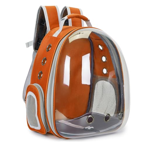 Katzenblasen-Rucksack für kleine, mittelgroße Hunde und Katzen, Tragetasche, von Fluggesellschaften zugelassen, Haustier-Tragetasche, Hund, Wandern, Spazierengehen, Outdoor-Rucksack (Orange) von Cacihato