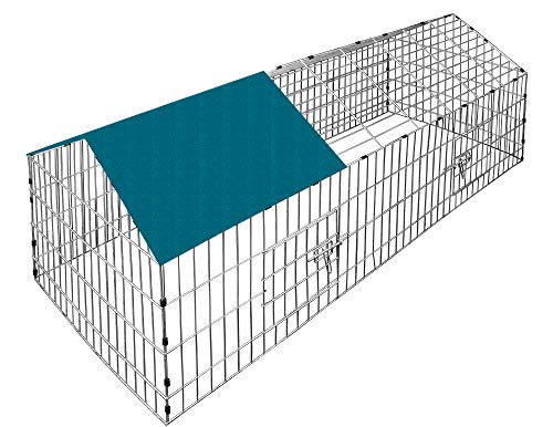 CADOCA® Freilaufgehege 180x75x75cm Sonnenschutz Auslauf Garten Kaninchenstall Hasenstall Kleintierauslauf Dachstoff Grün von Cadoca