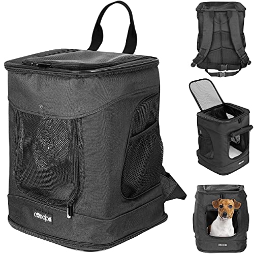 CADOCA® Haustierrucksack bis 20 kg verstellbare Gurte faltbar Kurzleine Haustier Tragetasche Hunderucksack Katzenrucksack Katze Hund Rucksack Schwarz von Cadoca