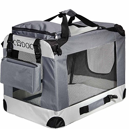 CADOCA® Hundebox Hundetransportbox faltbar robust L 70x52x50cm atmungsaktiv Transporttasche Haustiertransportbox Hundetragetasche Grau von Cadoca