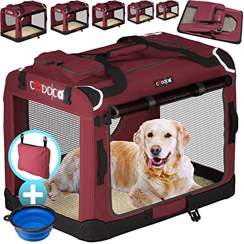 Cadoca® Hundebox Hundetransportbox faltbar robust M 60x42x44cm atmungsaktiv Transporttasche Haustiertransportbox Hundetragetasche Dunkelrot von Cadoca