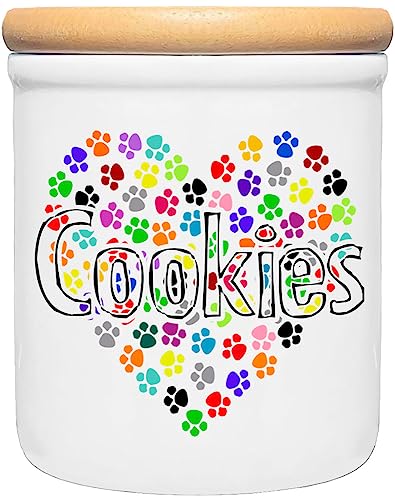 Cadouri Keramik Leckerli-Dose » Cookies «┊Snackdose Keksdose Aufbewahrungsdose┊mit Holzdeckel von Cadouri