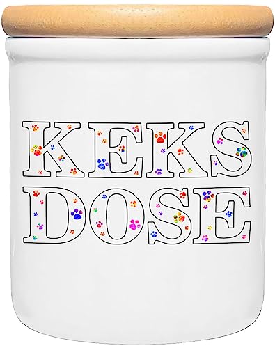 Cadouri Keramik Leckerli-Dose » Keksdose «┊Snackdose Keksdose Aufbewahrungsdose┊mit Holzdeckel von Cadouri