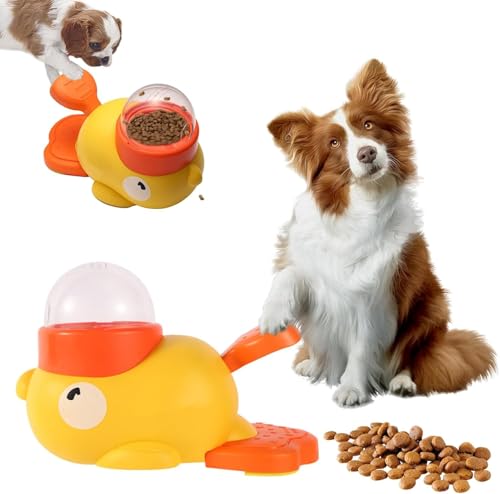 Entenform Hund Slow Feeder Spielzeug, 2 in 1 Hund Interaktives Slow Feeder & Puzzle Spielzeug - Entenförmiger Leckerlispender für kleine und mittelgroße Hunde, Anti-Schling-Schüssel für gesundes Essen von Caduola