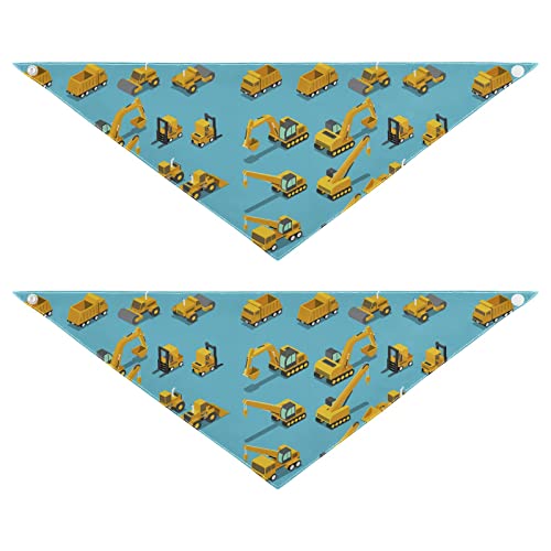 2 Stück Hundehalstücher Haustier Bandana Schal Druckknopf Dreieck Lätzchen Halstuch Set Haustier Urlaub Zubehör Dekor für kleine bis große Welpen Hunde Katzen Medium Set Flach 3D Isometrische Konstruktion Transport Ico von Caihoyu