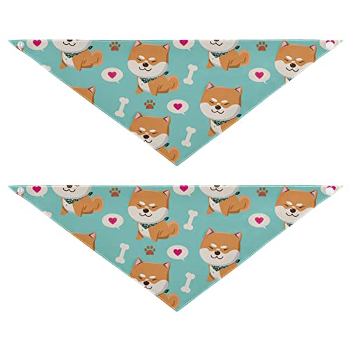 2 Stück Hundehalstücher Haustier Bandana Schal Druckknopf Dreieck Lätzchen Halstuch Set Haustier Urlaub Zubehör Dekor für kleine bis große Welpen Hunde Katzen kleine Kawaii Muster Hunde von Caihoyu