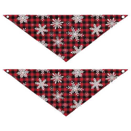 2 Stück Hundehalstücher Milch Seide Haustier Bandana Schal Druckknopf Dreieck Lätzchen Halstuch Set für kleine bis große Welpen Hunde Katzen große Büffel Plaid Schneeflocken von Caihoyu