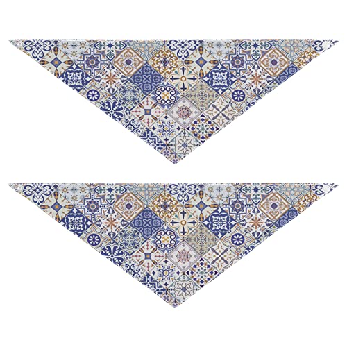 2 Stück Hundehalstücher Milch Seide Haustier Bandana Schal Druckknopf Dreieck Lätzchen Halstuch Set für kleine bis große Welpen Hunde Katzen große Mandala Geometrie von Caihoyu