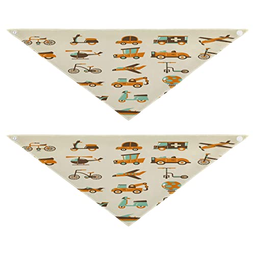 2 Stück Hundehalstücher Milch Seide Haustier Bandana Schal Druckknopf Dreieck Lätzchen Halstuch Set für kleine bis große Welpen Hunde Katzen große Retro Transport Ikonen Set von Caihoyu