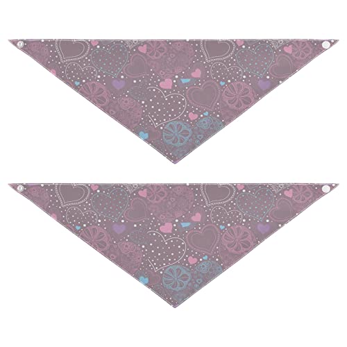 2 Stück Hundehalstücher Milch Seide Haustier Bandana Schal Druckknopf Dreieck Lätzchen Halstuch Set für kleine bis große Welpen Hunde Katzen großes rosa Herz Vector von Caihoyu