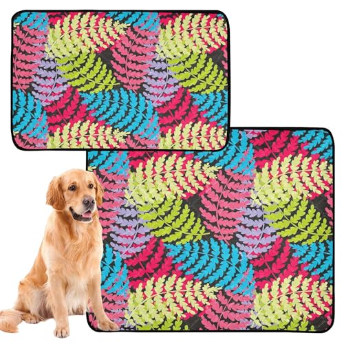 2 Stück Hundepinkmatte Pinktablett Rutschfeste Haustierbett 61x91cm + 91x106cm Bunte tropische Äste von Caihoyu